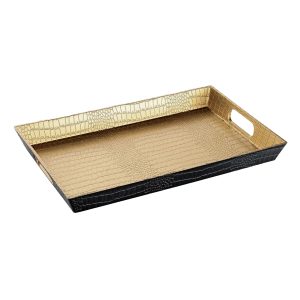 Galaxy Leather Design Pp Tray-Gold 29X43Cm
