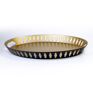 Galaxy Painted Oval Pp Tray Gold 35X45Cm