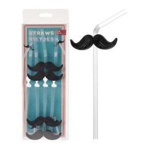 Straws With Black Mustache 4Pc