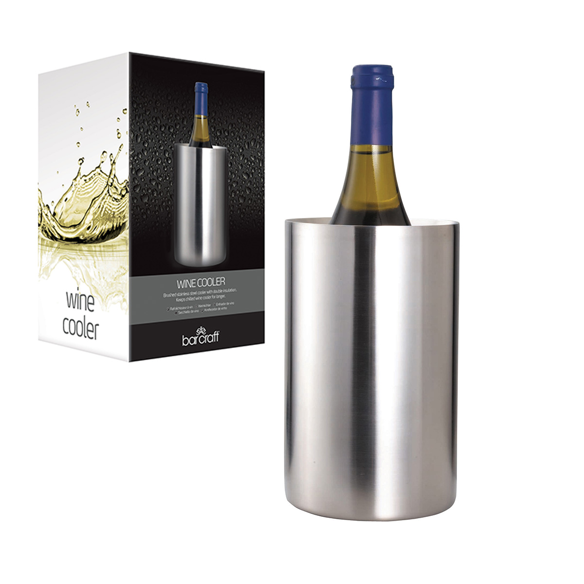 BarCraft Stainless Steel Double Walled Wine Cooler, Gift Boxed
