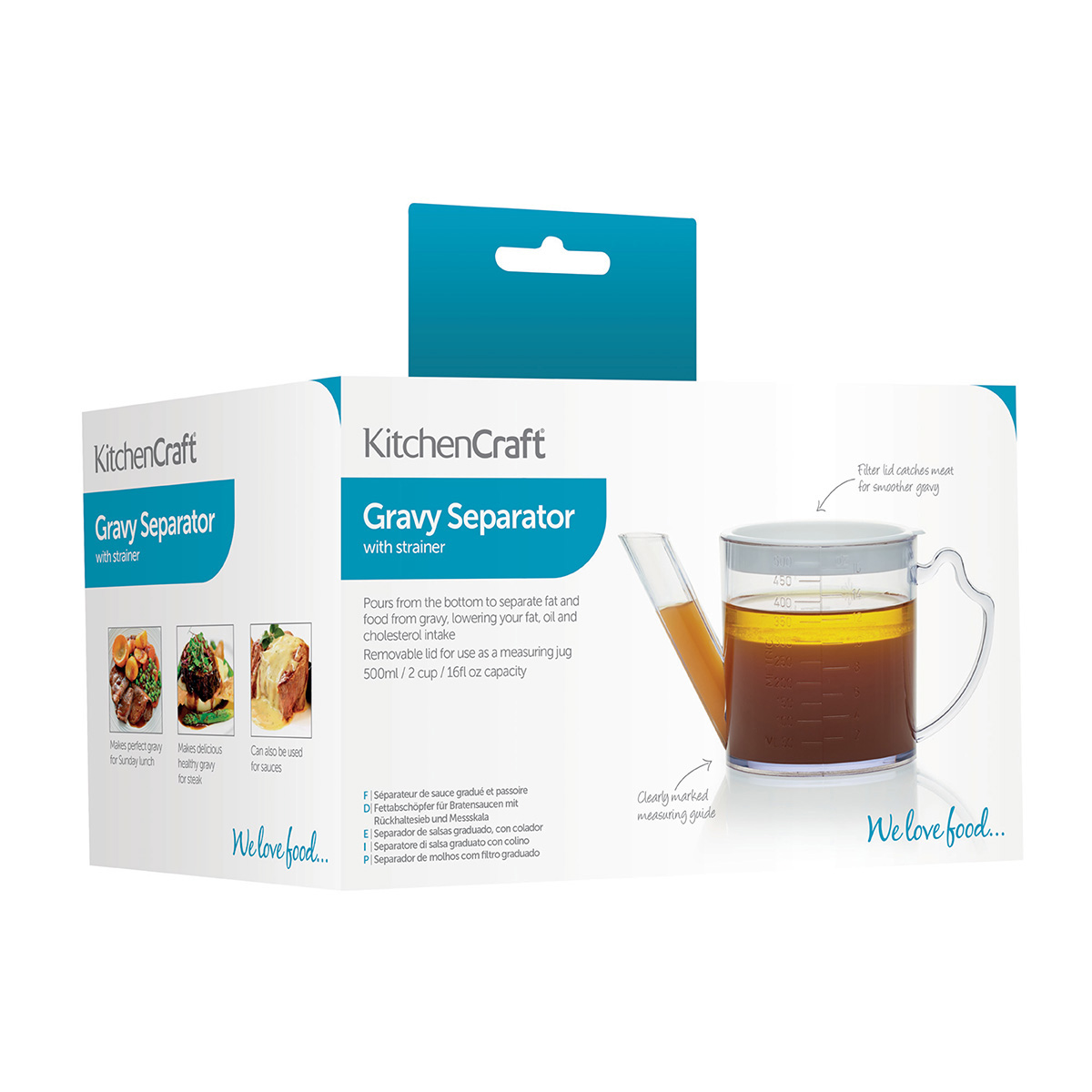 KitchenCraft Combined Gravy / Fat Separator and Measuring Jug 500ml, Display Boxed - Image 3