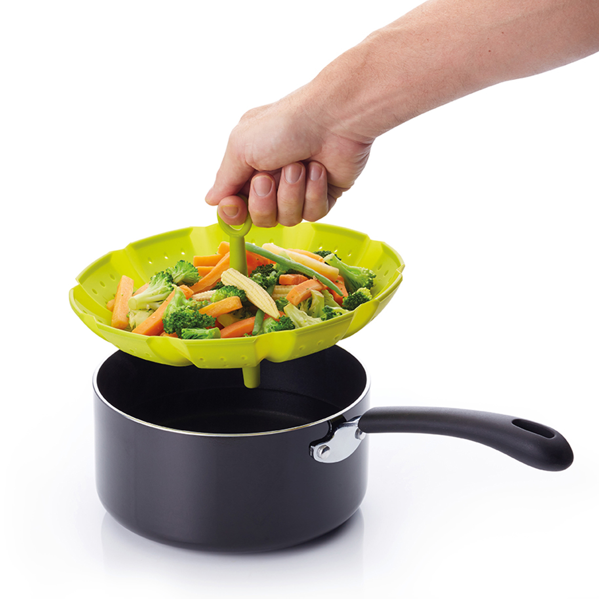 KitchenCraft Healthy Eating 24cm Universal Silicone Steaming Basket, Sleeved - Image 3