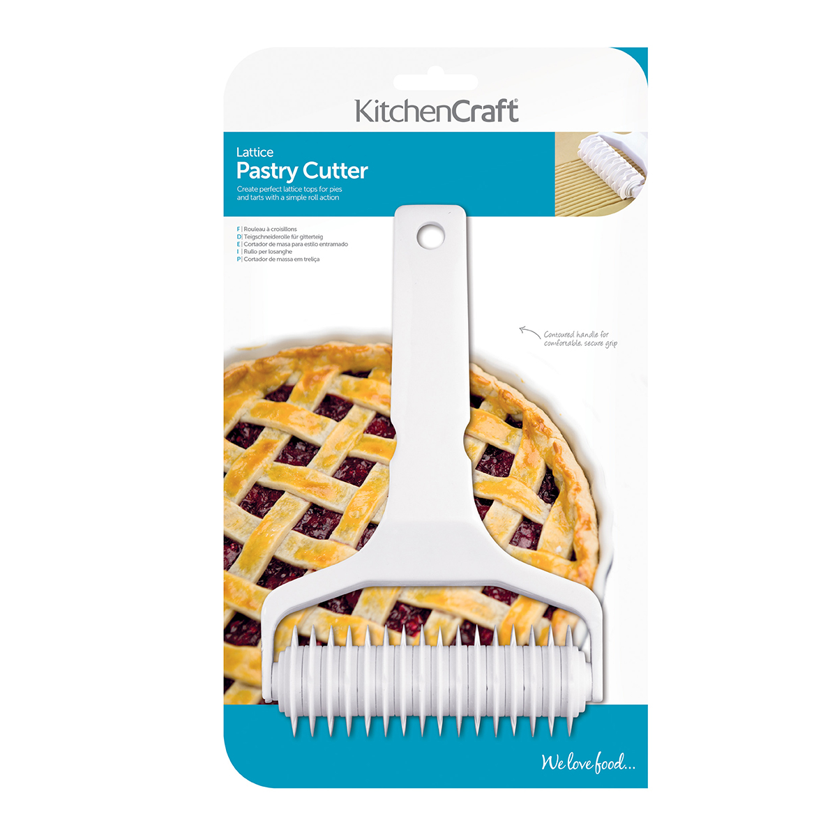KitchenCraft White Lattice Pastry Roller, Blister Packed - Image 2