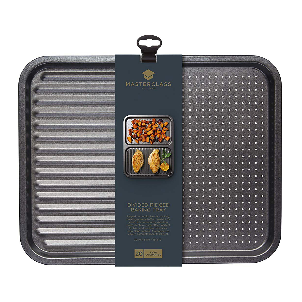 MasterClass Non-Stick Divided Baking Tray, 39x31x15cm, Sleeved - Image 2