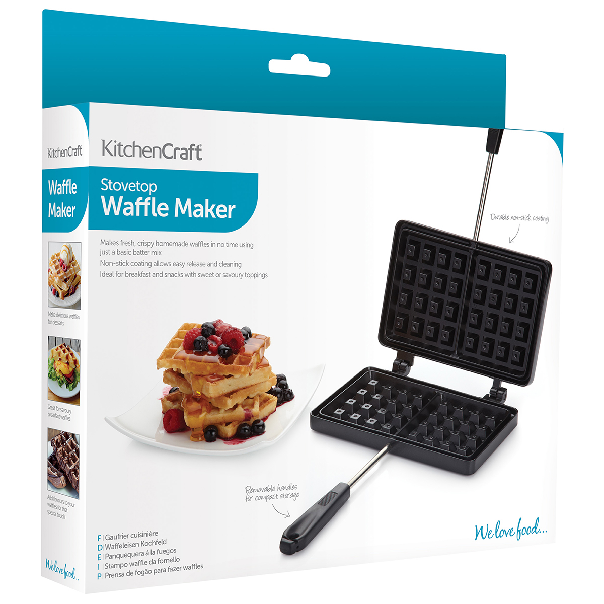 KitchenCraft Non-Stick Waffle Maker, Display Boxed - Image 3