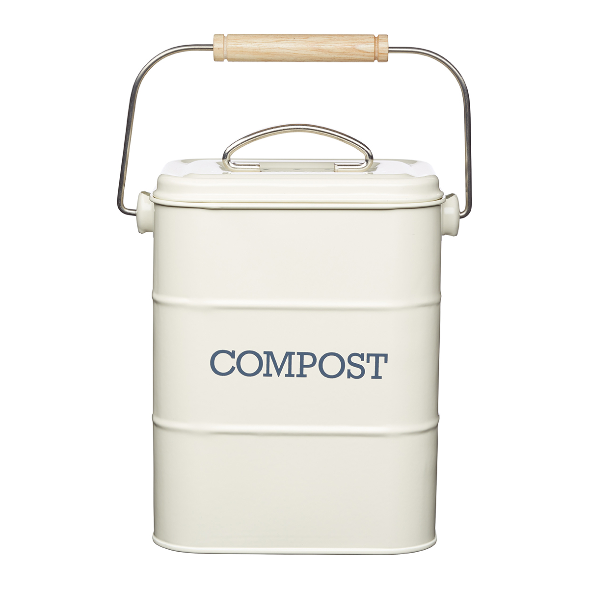 KitchenCraft Living Nostalgia 3 Litre Steel Compost Bin, Antique Cream, Tagged