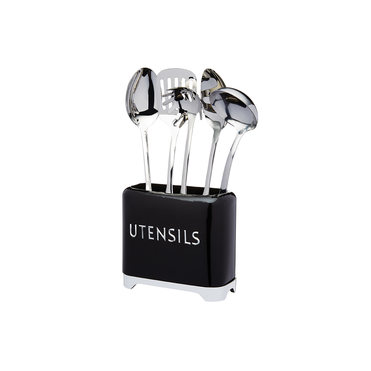 KitchenCraft Lovello Utensil Store, Midnight Black, 20x10x18cm, Gift Tagged