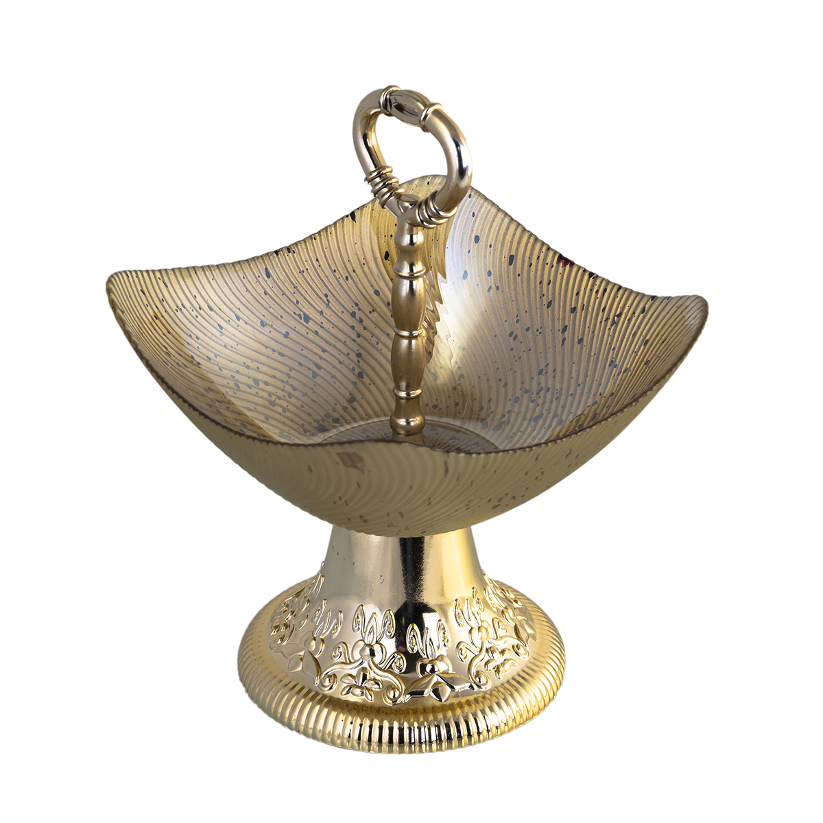 Lush Candy Holder Square W/Stand Red+Gold 21Cm