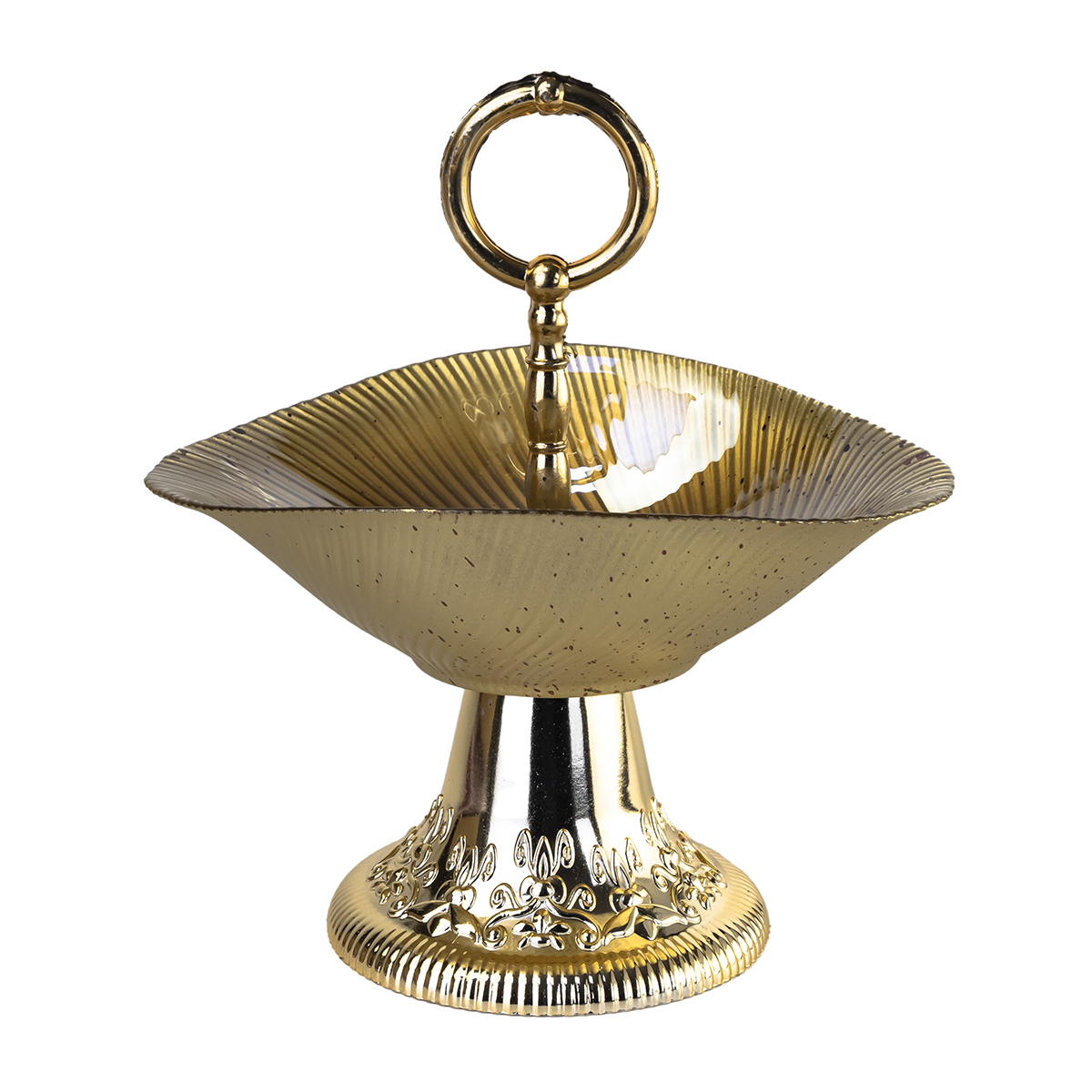 Meyra Candy Holder Square W/Stand Red+Gold 21Cm