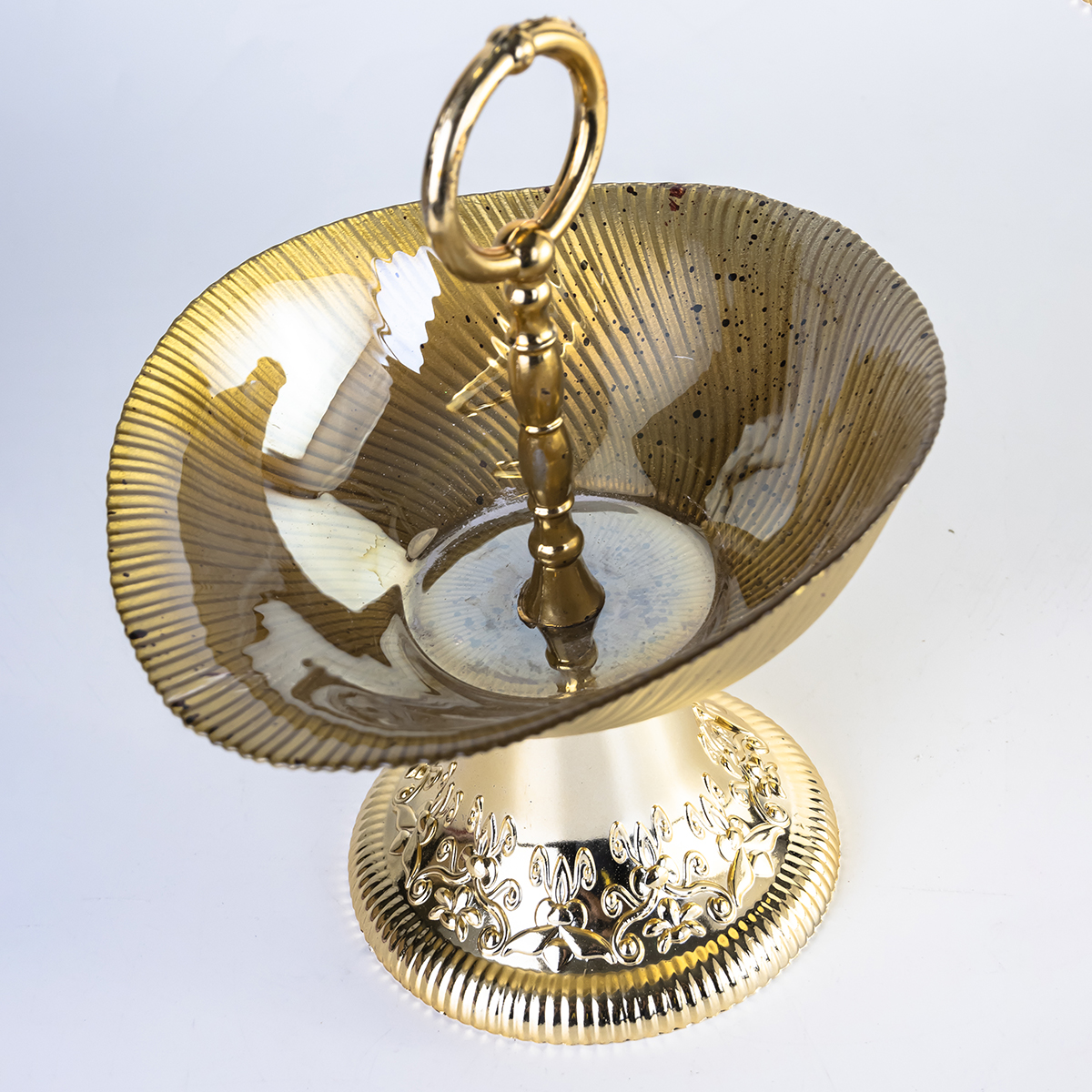 Meyra Candy Holder Square W/Stand Red+Gold 21Cm - Image 2