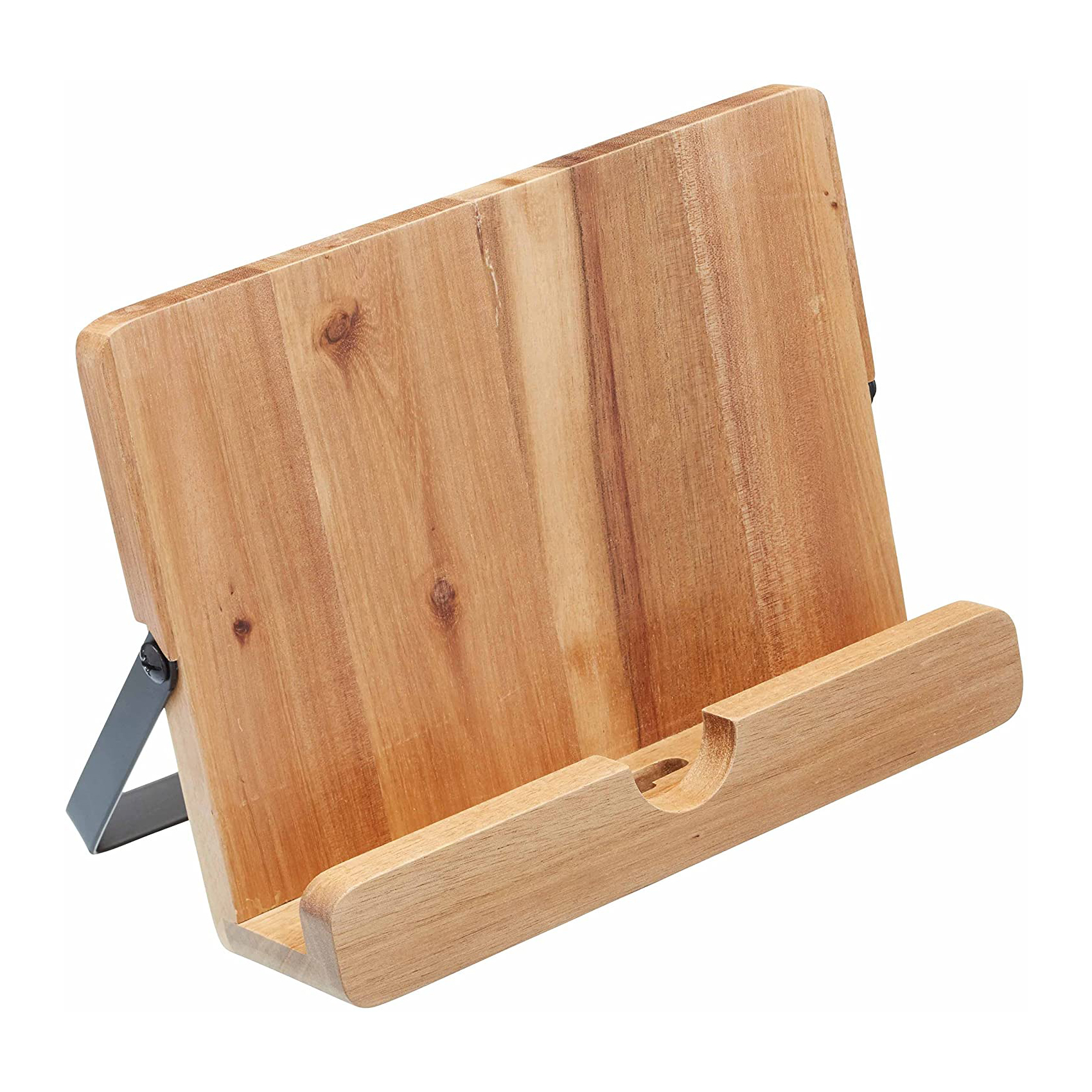 KitchenCraft Natural Elements Eco-Friendly Acacia Wood Cookbook Stand/Tablet Stand, Sleeved