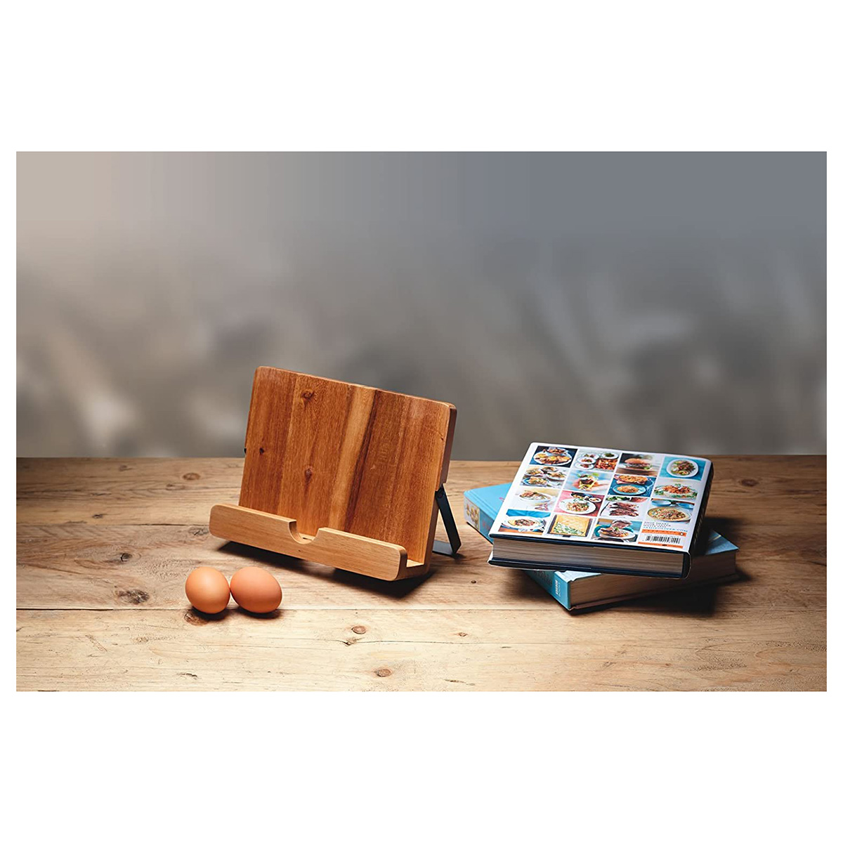 KitchenCraft Natural Elements Eco-Friendly Acacia Wood Cookbook Stand/Tablet Stand, Sleeved - Image 4