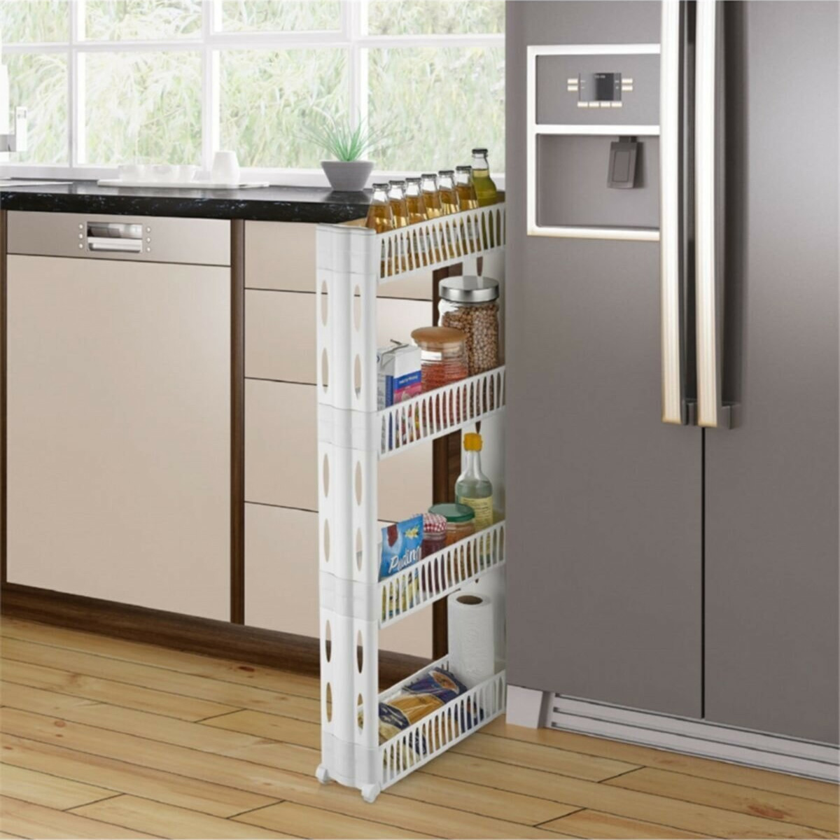 Rose Slim Slide Out Rack Trolley - 4 Layer 537*120*1028 Mm.-OR-8103-4 (OR-8163) - Image 2