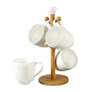 Shallow Mug330mX4W/BambooStnd