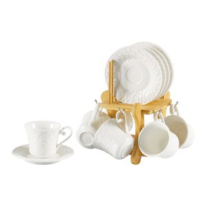 Shallow Tea 6+6 W/Bamboo Stnd 180cc