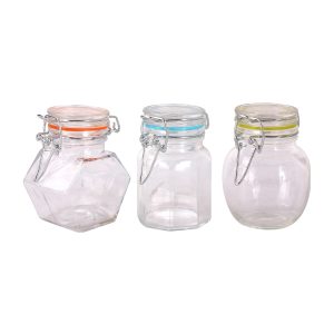 Set of 3 glass spice jar with clip-100ml)