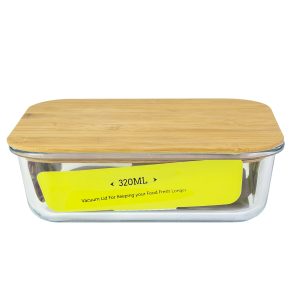 Glass Foodsaver W/Bamboo Lid 320Ml
