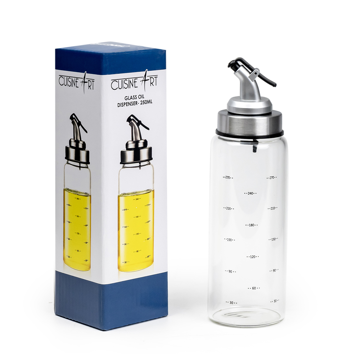 Cuisine Art Borosilicate Glass Oil Dispenser, 250ml, Transparent - Image 2