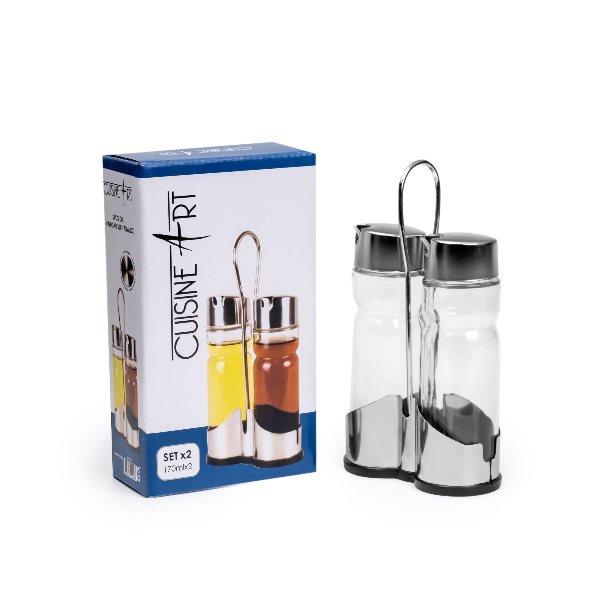 Cuisine Art Soda Lime Glass Oil Vinegar Set, 170ml, 2 Pieces, Transparent - Image 2