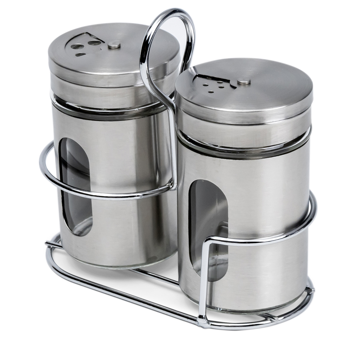 Cuisine Art 2 Pcs Soda Lime Glass Salt Pepper Set, 100ml, Silver - Image 2