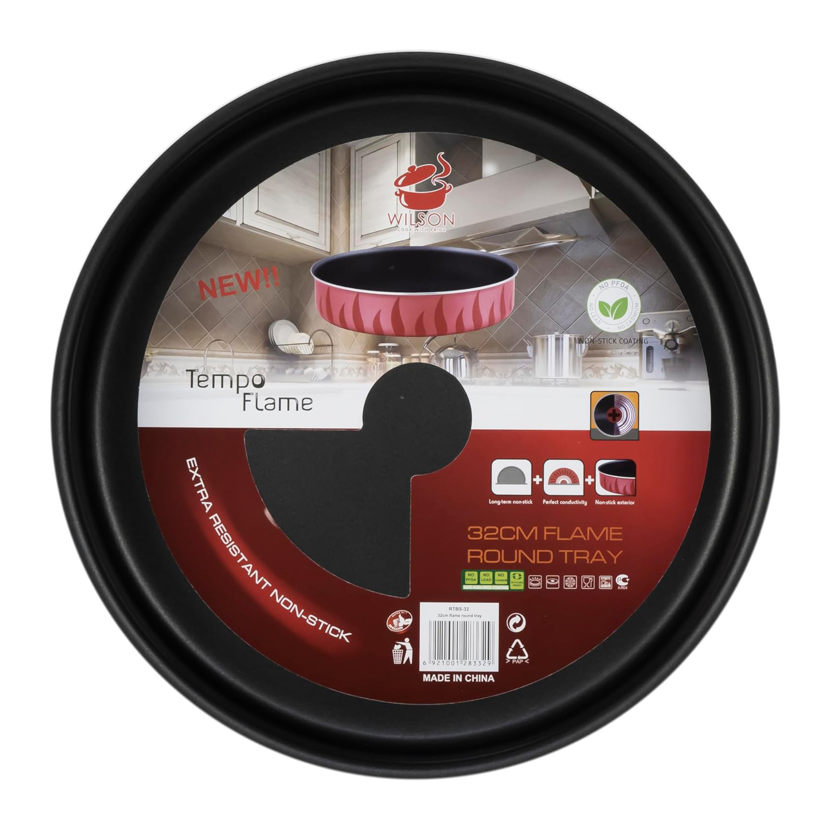 Wilson Round Flame Baking Tray, 32 cm, Red - Image 3