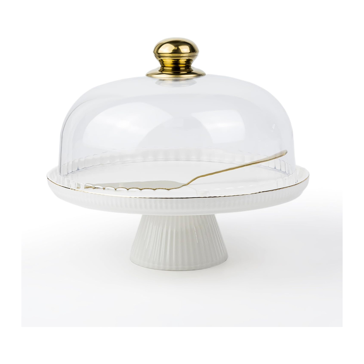 Shallow Verde Cake Plate with Cover & Stand, 28 cm - Image 3