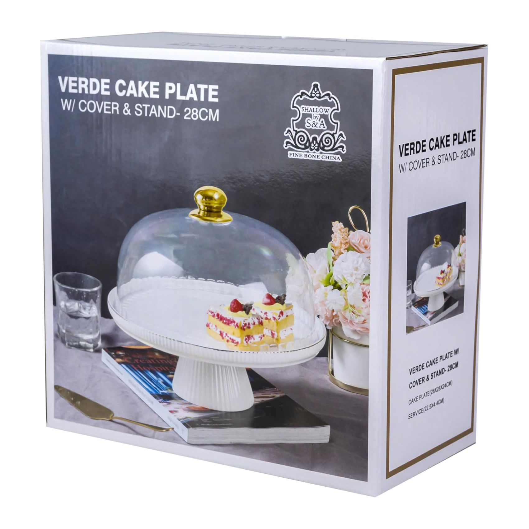 Shallow Verde Cake Plate with Cover & Stand, 28 cm - Image 4