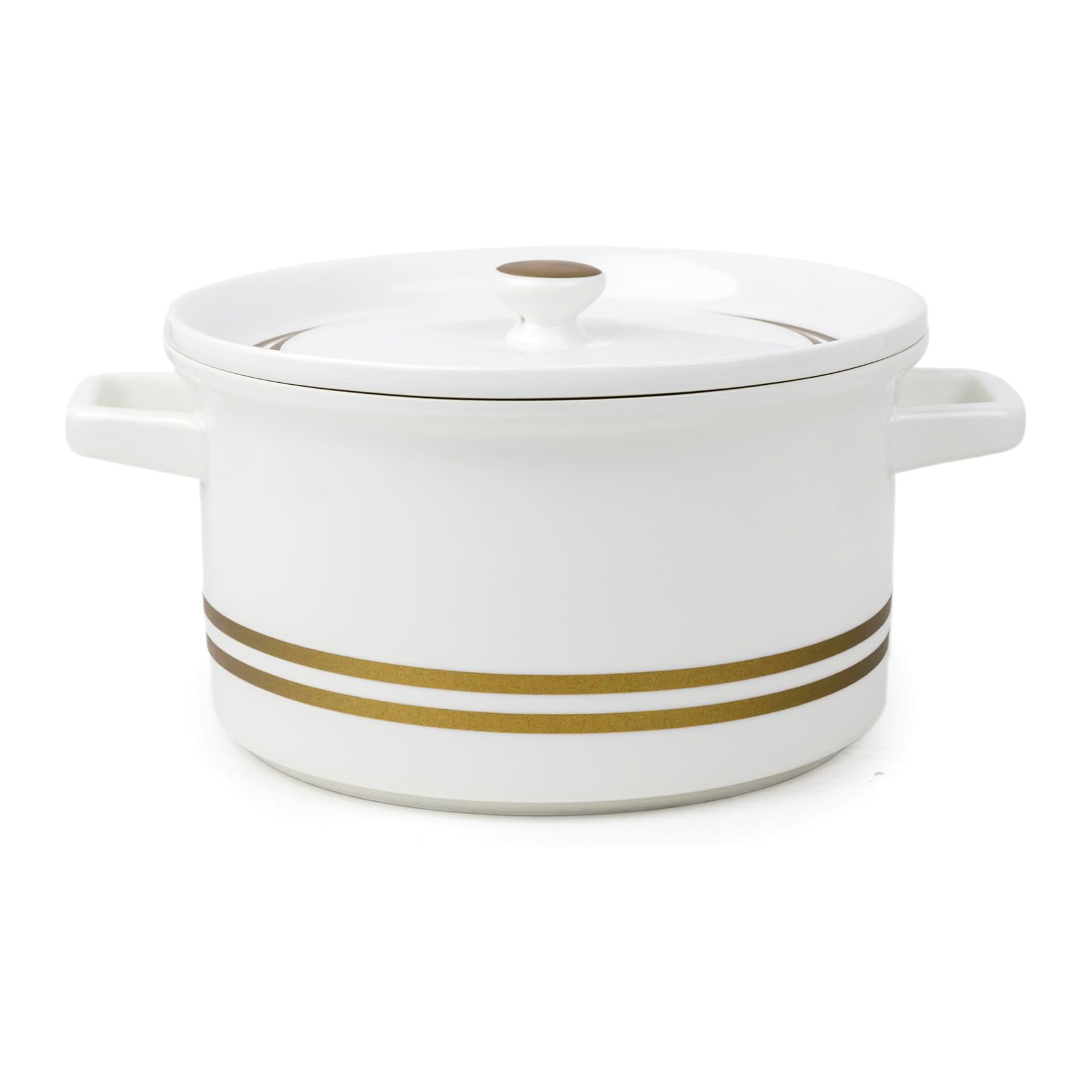 Shallow Verde Soup Set with Gold Stand, White, 16 Pieces - Image 4