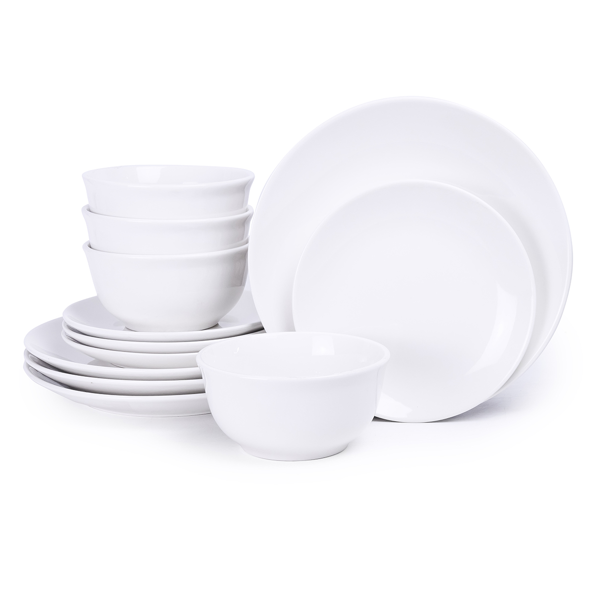 Super White Porcelain 12Pcs Set Coupe Shape