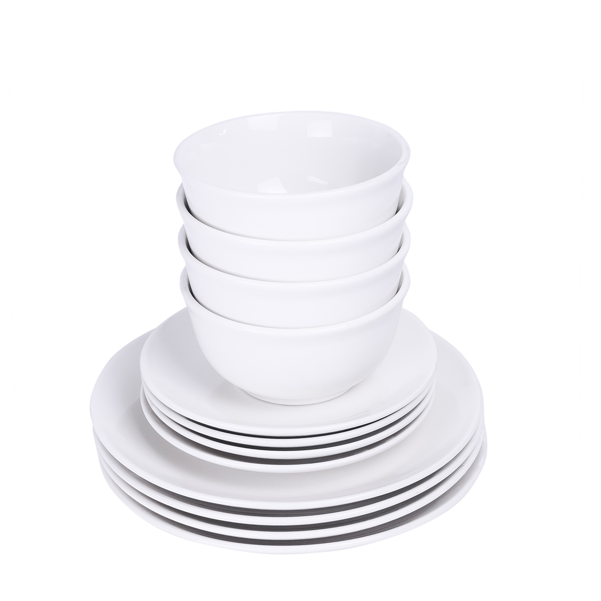 Super White Porcelain 12Pcs Set Coupe Shape - Image 5