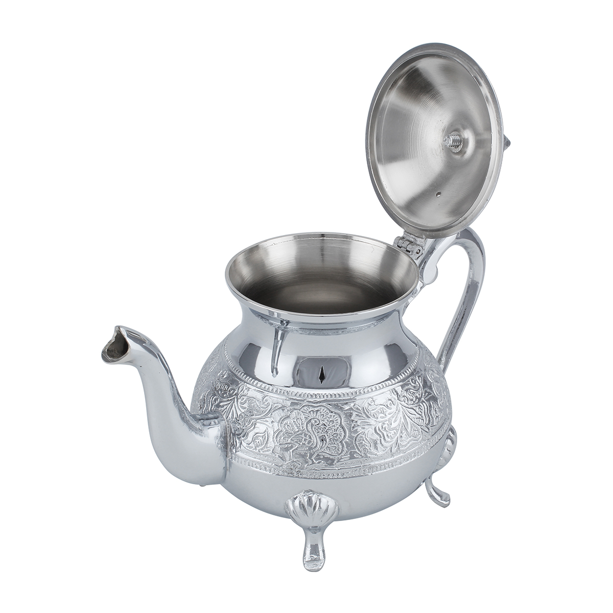 Home Stainless Steel Flowe Decor Tea Pot with Handle, 4CC - Image 2