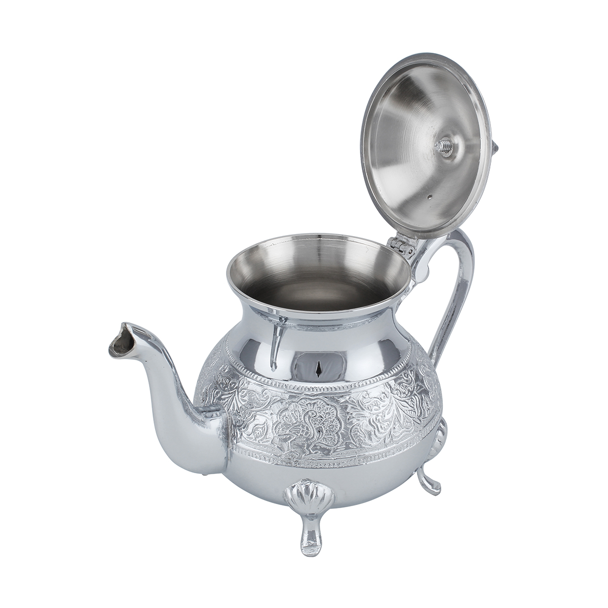 Home Stainless Steel Flowe Decor Tea Pot with Handle, 6CC - Image 2