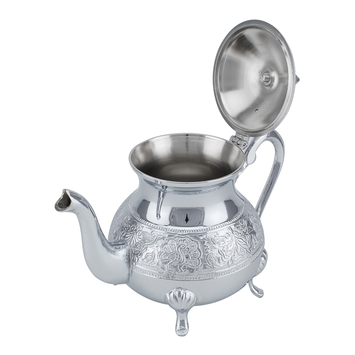 Home Stainless Steel Flowe Decor Tea Pot with Handle, 8CC - Image 2