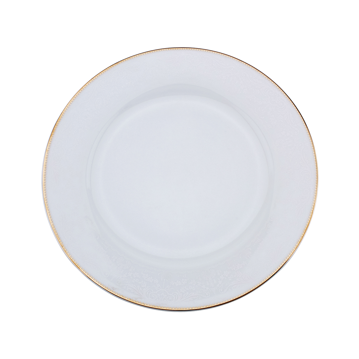Shallow Sahara Dessert Plate with Gold Rim, 20 cm, White