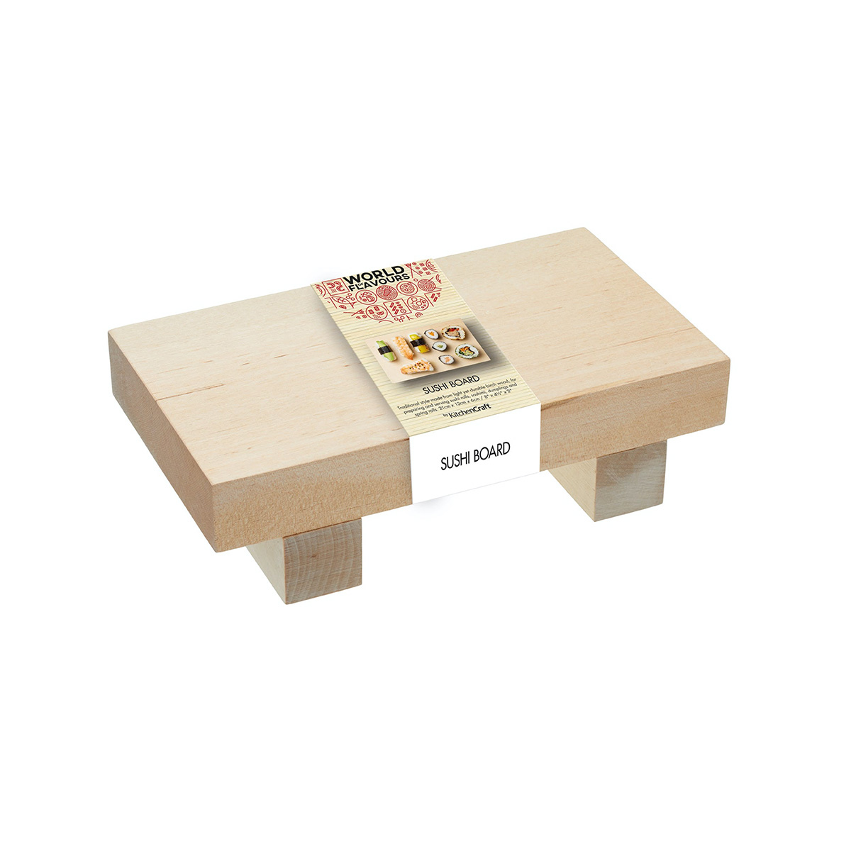 KitchenCraft World of Flavours Oriental Sushi Board, 21x12x6cm, Sleeved