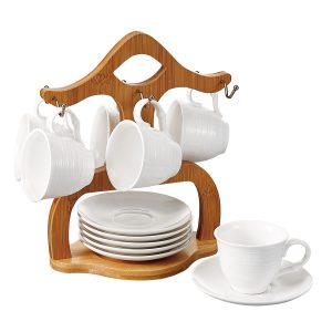 Shallow Coffee Set W/Bamboo Stand90ml