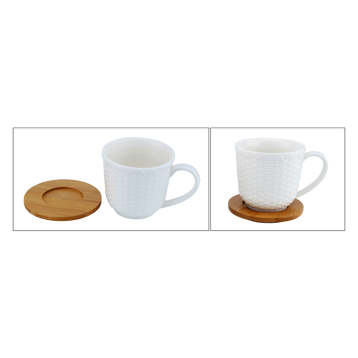 Shallow Tea Set W/6cups+6Bamboo Saucer & Stand180ml - Image 3