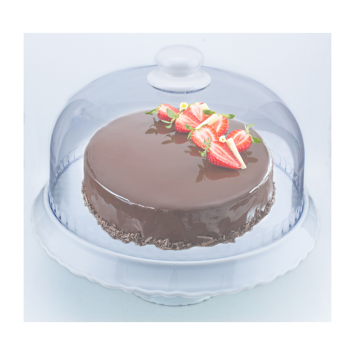 Shallow Cake Stand with Plastic Lid (N) - Image 3