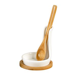 Shallow Spoon Rest with Bamboo Stand