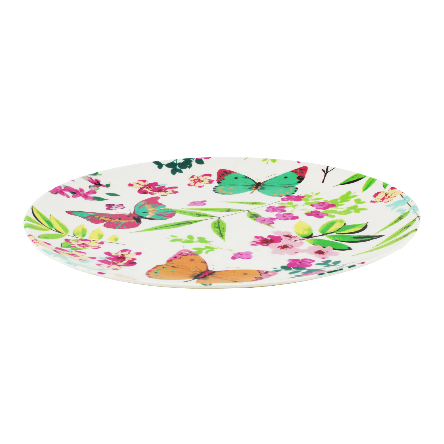 Bd Bamboo Fibre Plate with Flower Design, 25cm