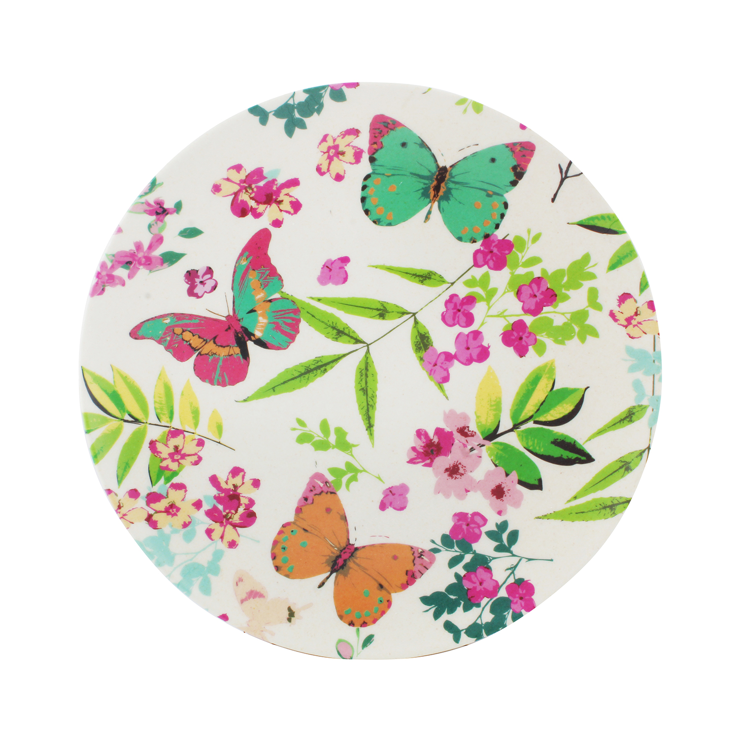 Bd Bamboo Fibre Plate with Flower Design, 25cm - Image 2