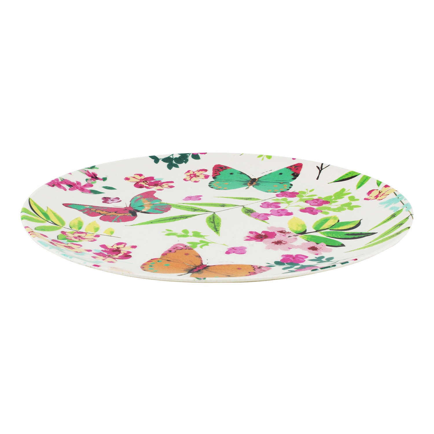 Bd Bamboo Fibre Plate with Flower Design, 20cm