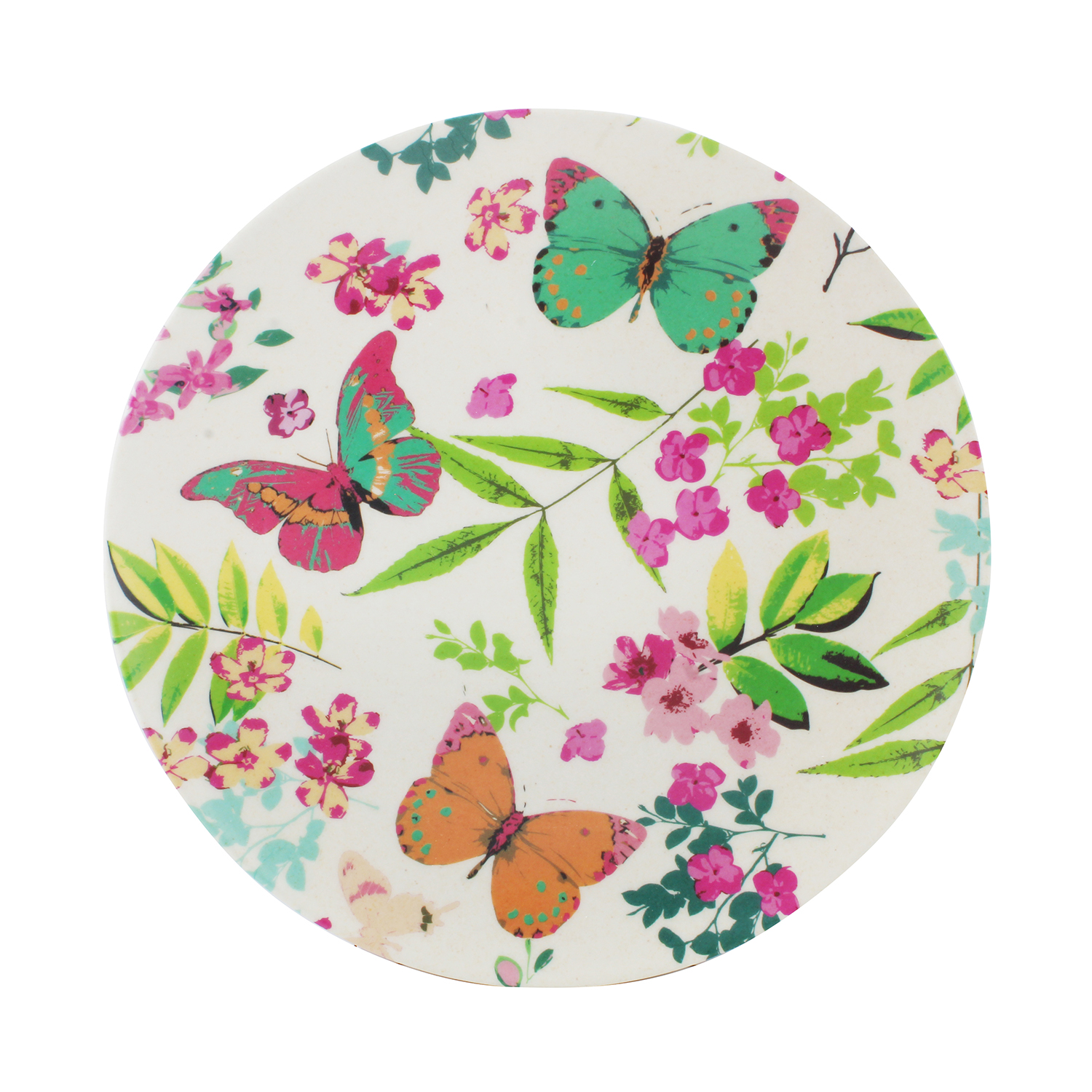 Bd Bamboo Fibre Plate with Flower Design, 20cm - Image 2