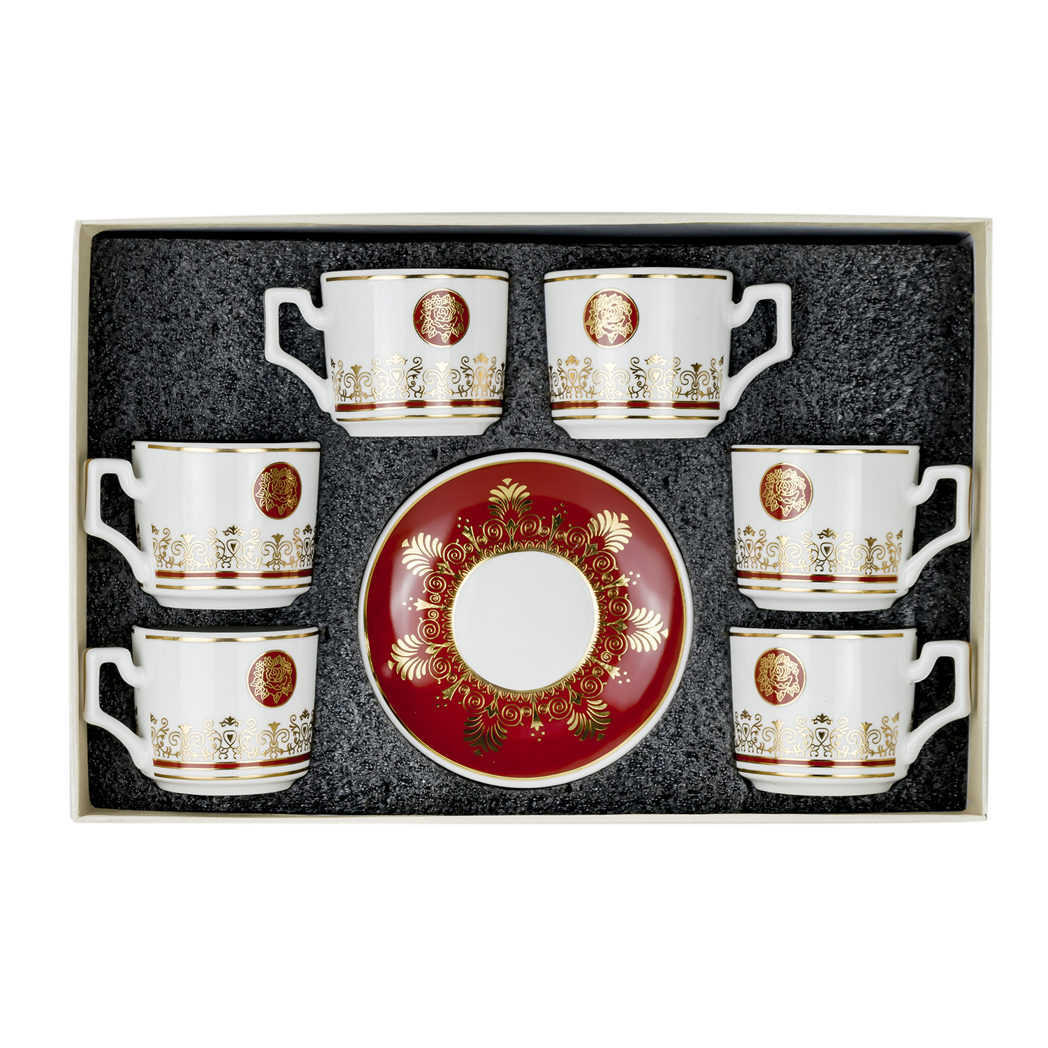 Bd 180ml Tea Cup Set, 6 Pieces (Red) - Image 3