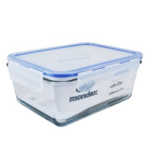 Mondex Rectangle Food Storage with Blue Lid, 2000ml
