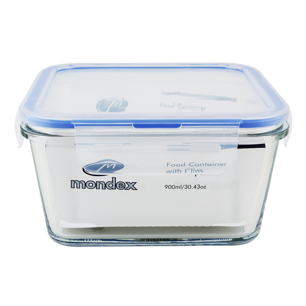 Mondex Square Food Storage with Blue Lid, 900ml