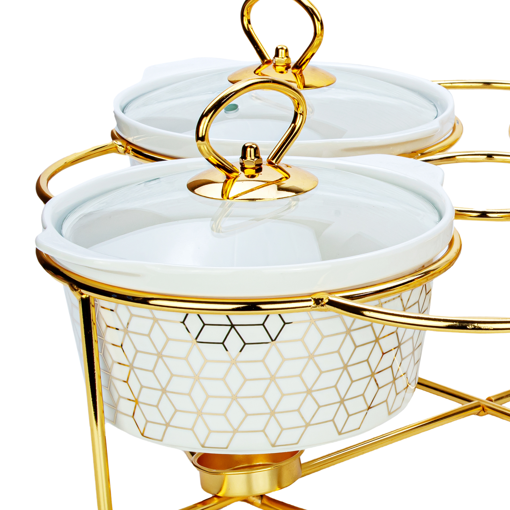 Shallow 7 inch Round Casseroles with Candle Stand without Handle-P22, 4 Pieces - Image 2