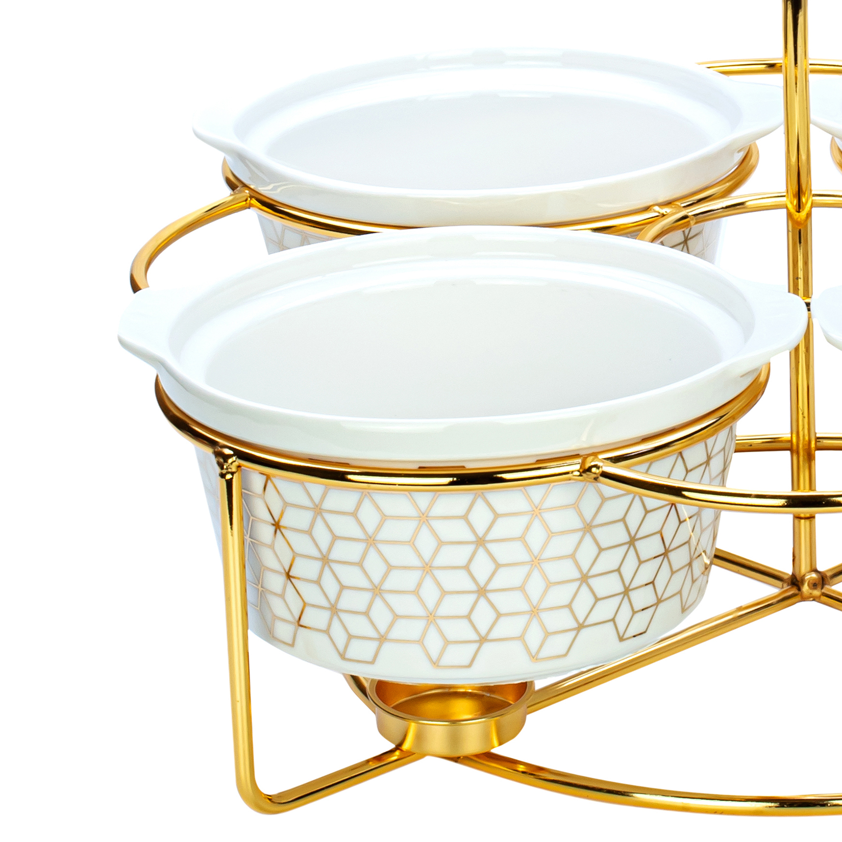 Shallow 7 inch Round Casseroles with Candle Stand without Handle-P22, 4 Pieces - Image 2