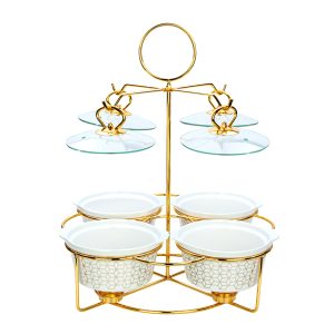 Shallow 7 inch Round Casseroles with Candle Stand without Handle-P22, 4 Pieces