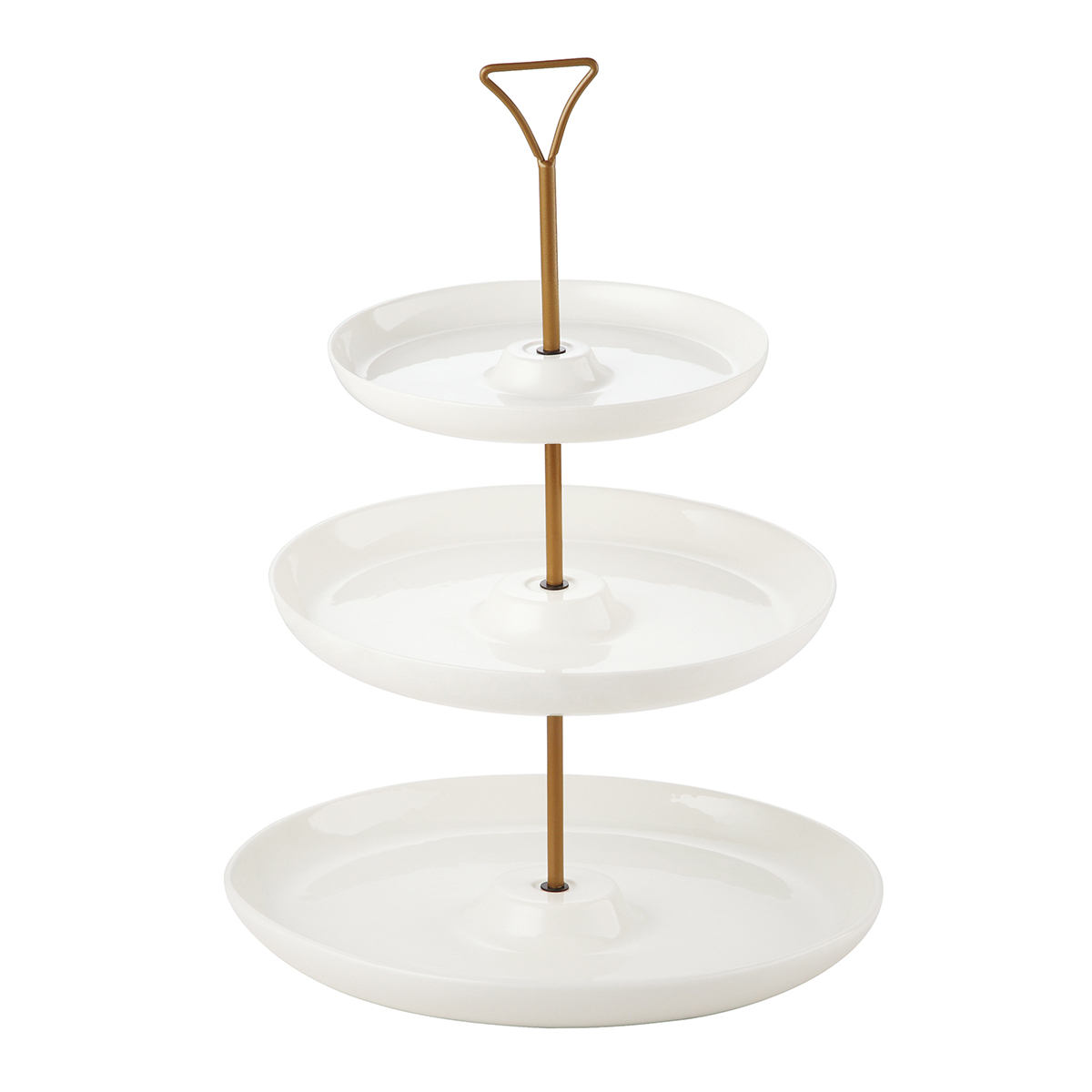 Shallow 3 Tier Round Plate with Gold Stand (7/9/11 inch)